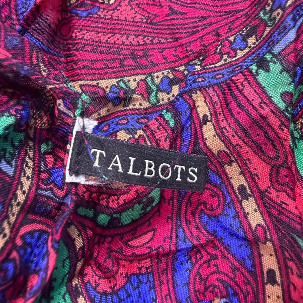 Talbots Vintage Boho Preppy Women Scarf Paisley Multi Color Hippie